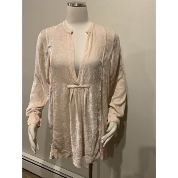 CP Shades X Free People Jacey Pink Velvet V-neck Silk Blend Tunic Dress XS $268 - Picture 5 of 11